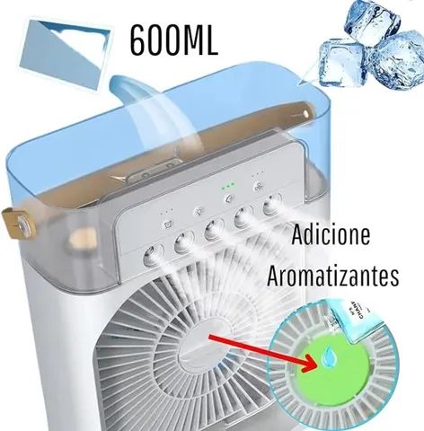 Mini Climatizador de Ar Ventilador Com Reservatório Para Água E Gelo Portátil - Foto 3