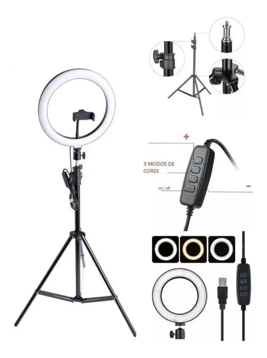 Ring Light 10" 26cm Com Suporte de Celular + Tripé 2.10cm - WZetta - Foto 2