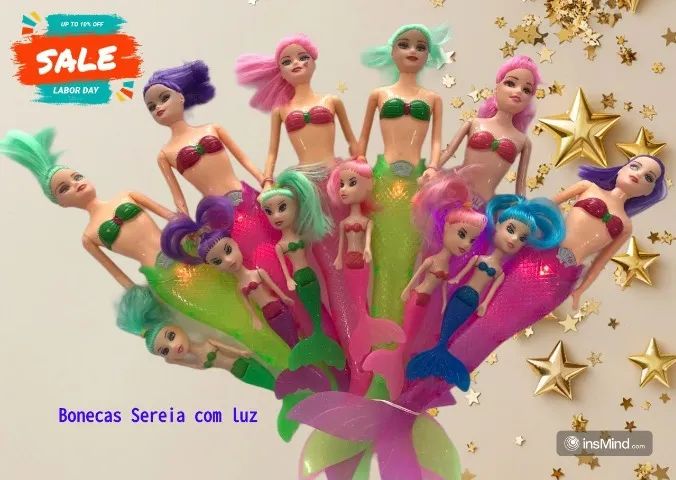 Boneca Sereia com luz kit com 12 bonecas - Foto 4