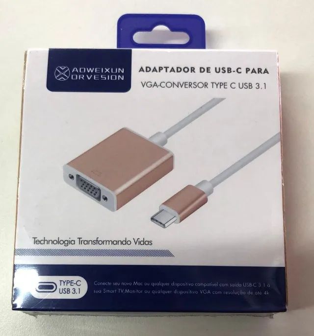 Conversor Tipo C para VGA Fêmea - Entrega Grátis