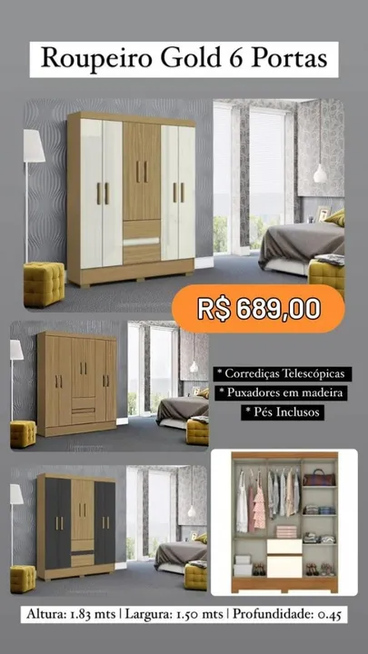 Guarda Roupa Gold 6 Ptas