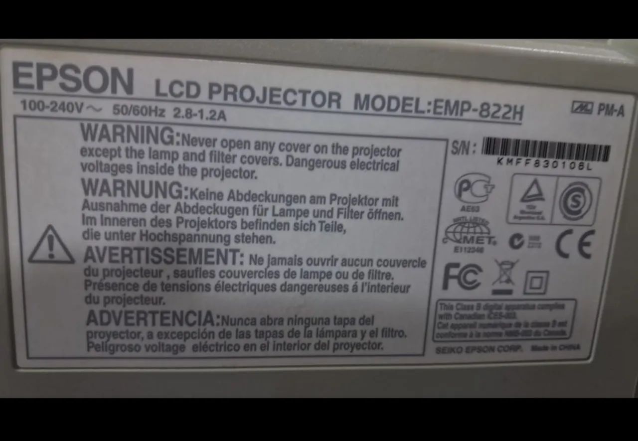 Projetor Epson EMP-822H LCD