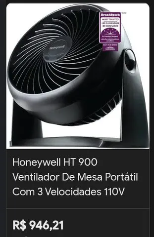Honeywell HT-900 TurboForce Air Ventilador Circulador Preto 110V