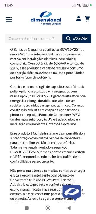 Banco capacitor bcw10 kvar weg - Foto 2