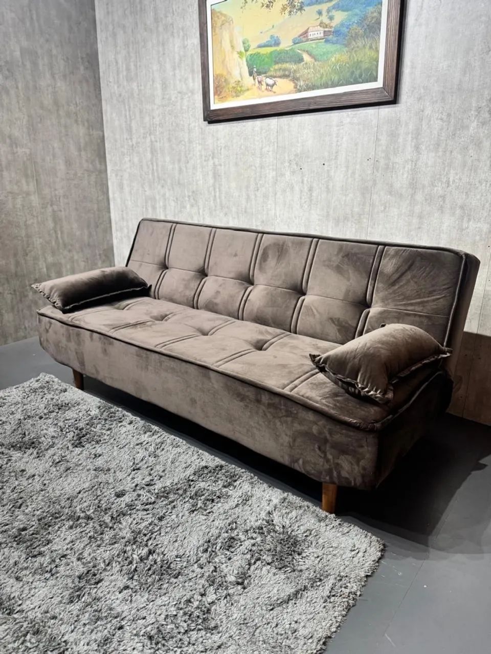 Sofá Cama Elegante em Veludo 1,88 de largura 