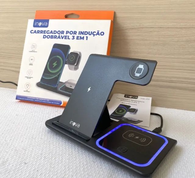 Carregador por Indução 3 em 1 Dobrável - Inova - CHAR-12527 - Foto 5