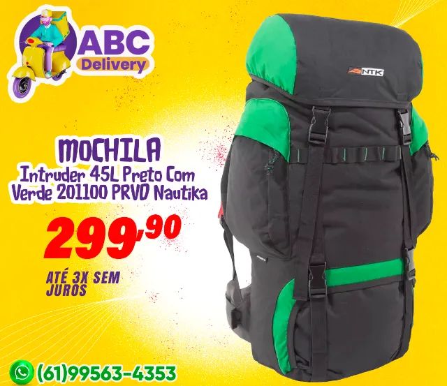 Mochila Intruder 45L Preto Com Verde 201100 PRVD Nautika