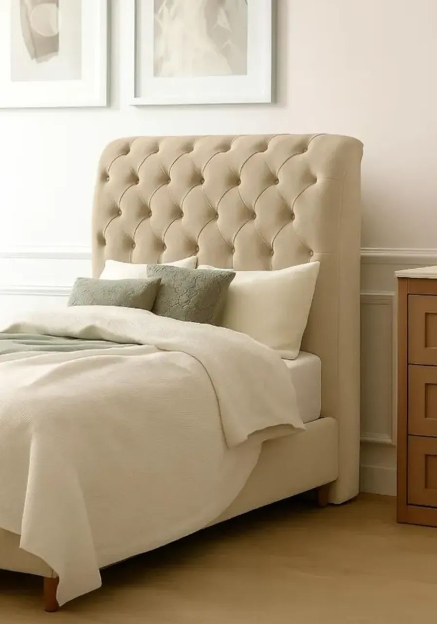 cabeceira taila solteiro bege ...