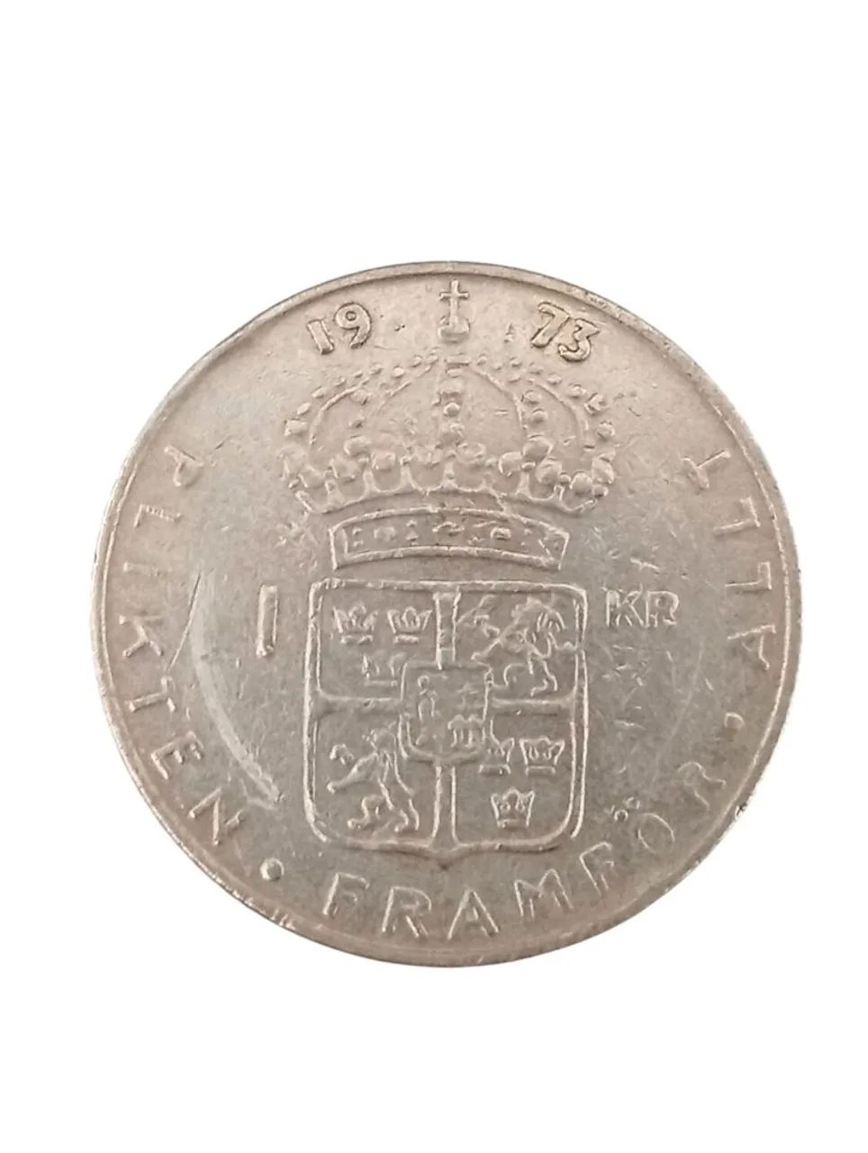 Moeda antiga de 1 Krona Sueca de 1973