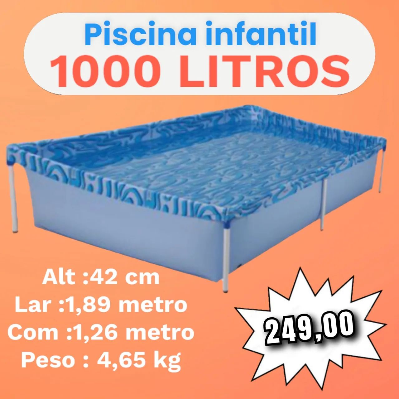 Piscina infantil quadrada mor  - Foto 4
