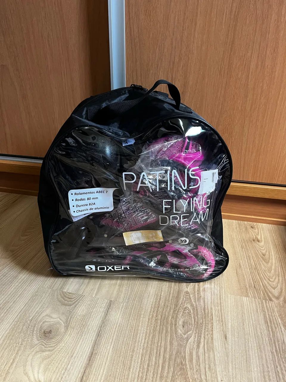 Kit Patins Flying Dream Rosa - tam 39 - usado 3 vezes