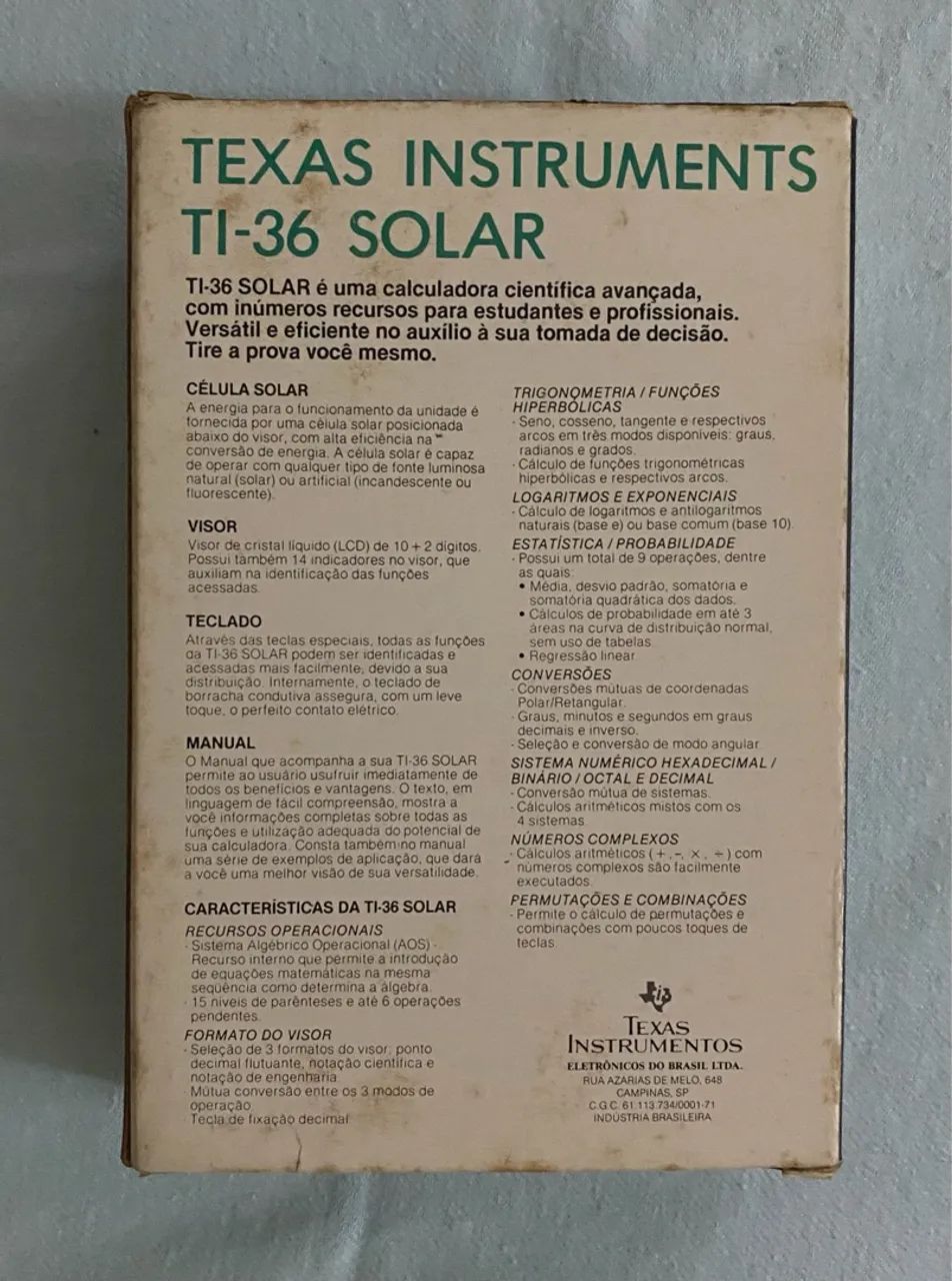 Calculadora científica Texas Instruments TI-36 Solar (Com manual de instruções e Caixa) - Foto 4
