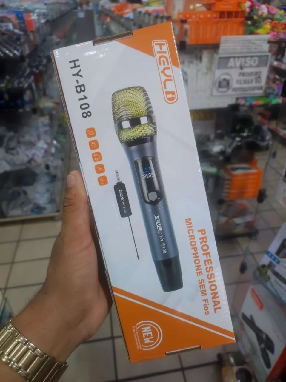 Microfone sem fio UHF recarregável 