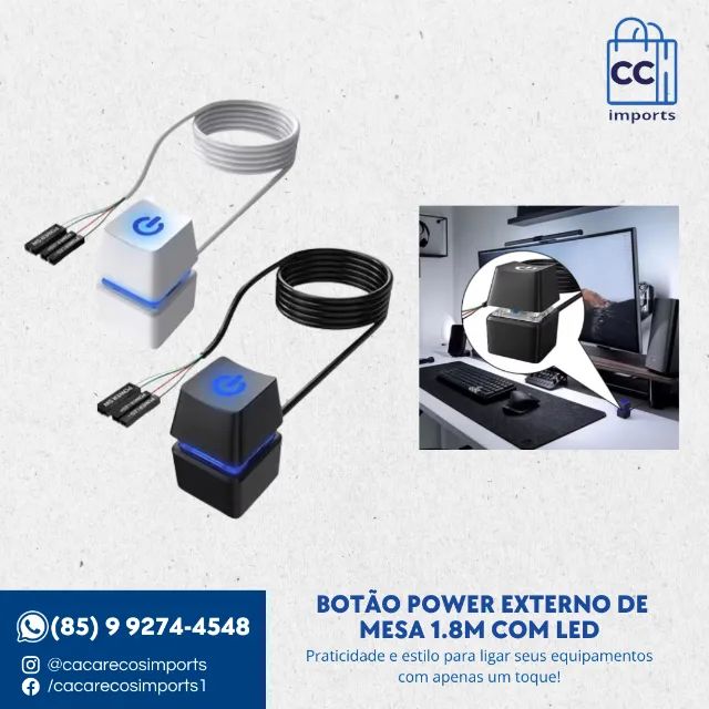 Botão Power Externo de Mesa 1.8m com LED