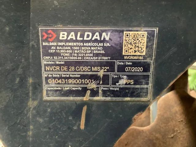 Grade niveladora Baldan NVCR 28/22 07/2020
