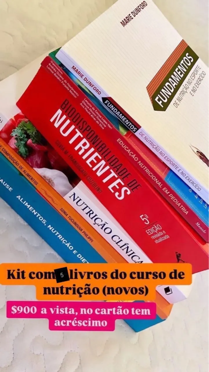Kit com 5 livros de nutrição