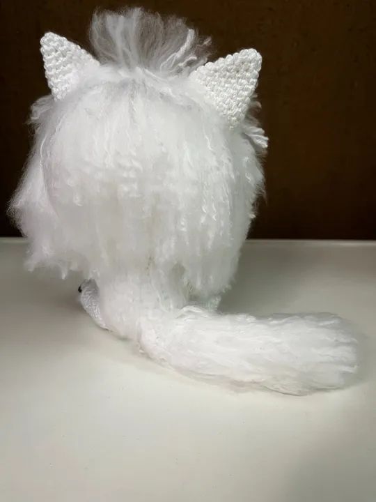 Cachorro Spitz Alemão em Crochê Amigurumi Branco Pelúcia Brinquedo - Foto 3