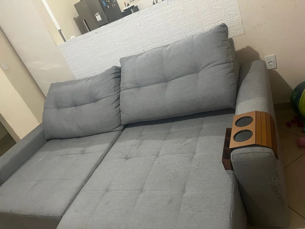 Sofá retrátil cinza 2,40cm - Foto 2