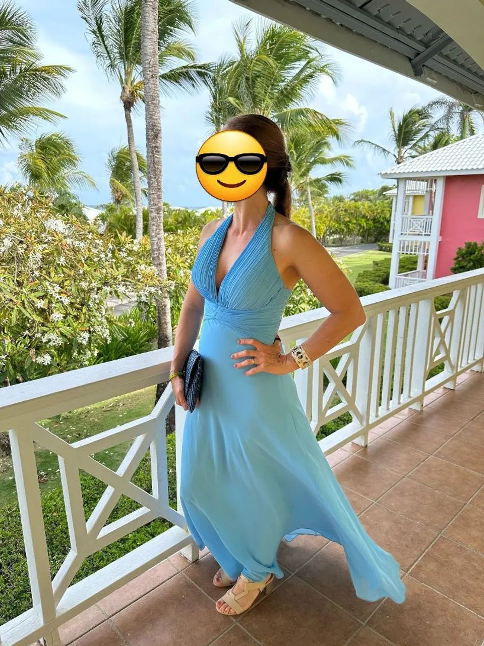 Vestido longo de festa  azul claro