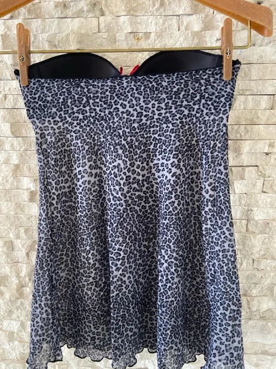 Camisola de renda preta com estampa de onça - Foto 3