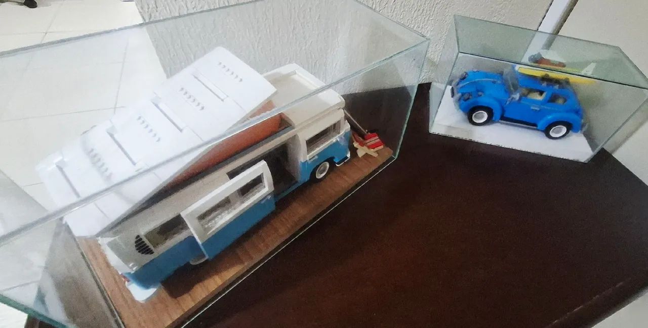 Lego Beetle and Bus with Display Stand