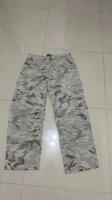 Calça Cargo Camuflada bege Diniz brim original 44 