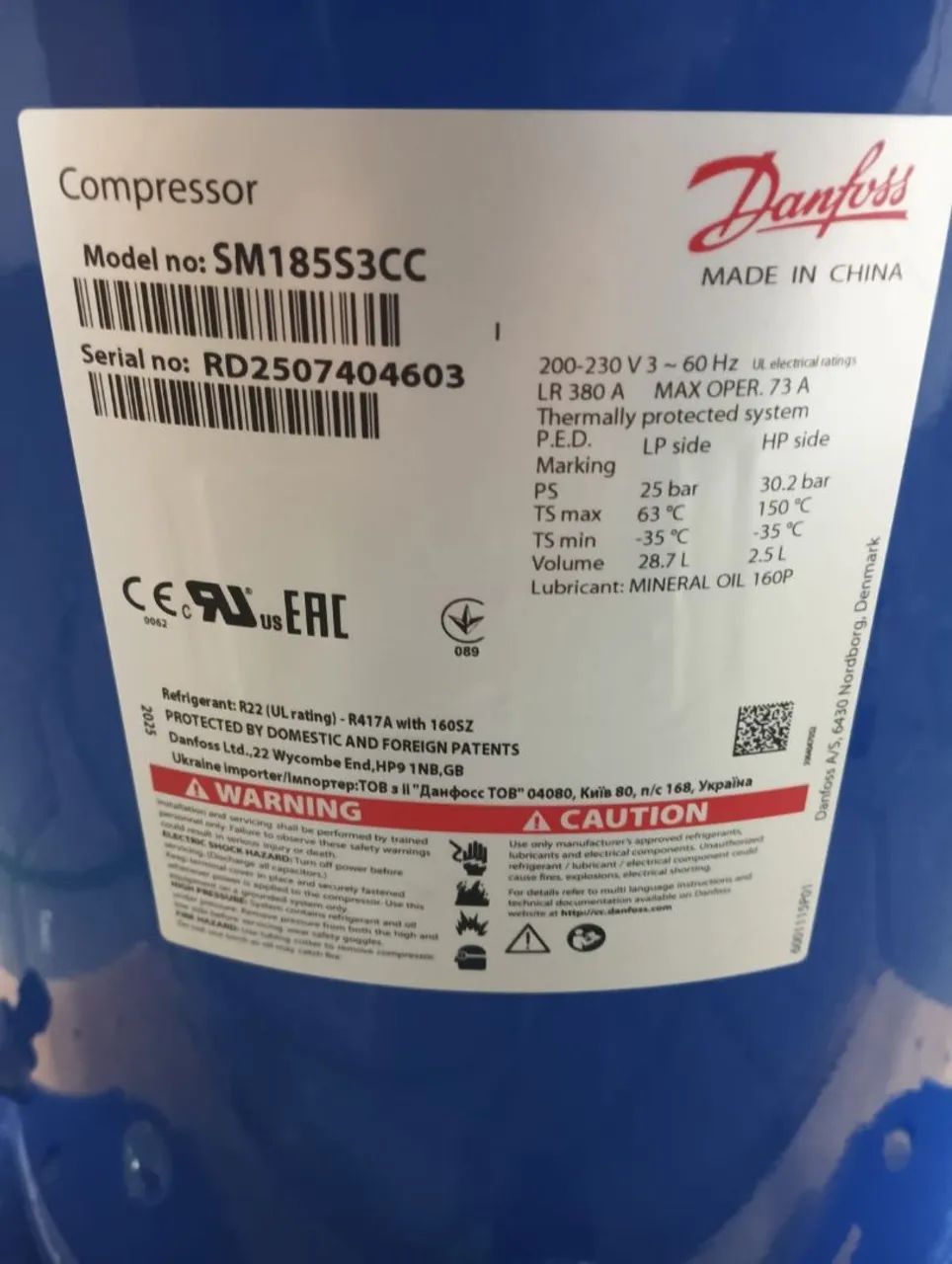 Compressor Danfoss SM185S3CC