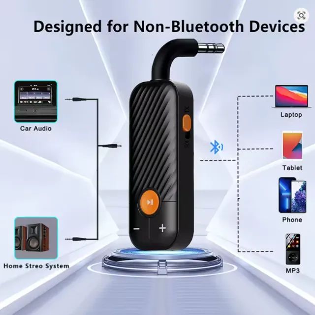 Bluetooth 5.2 receptor de áudio transmissor 3.5mm 3.5 aux com microfone estéreo - Foto 2