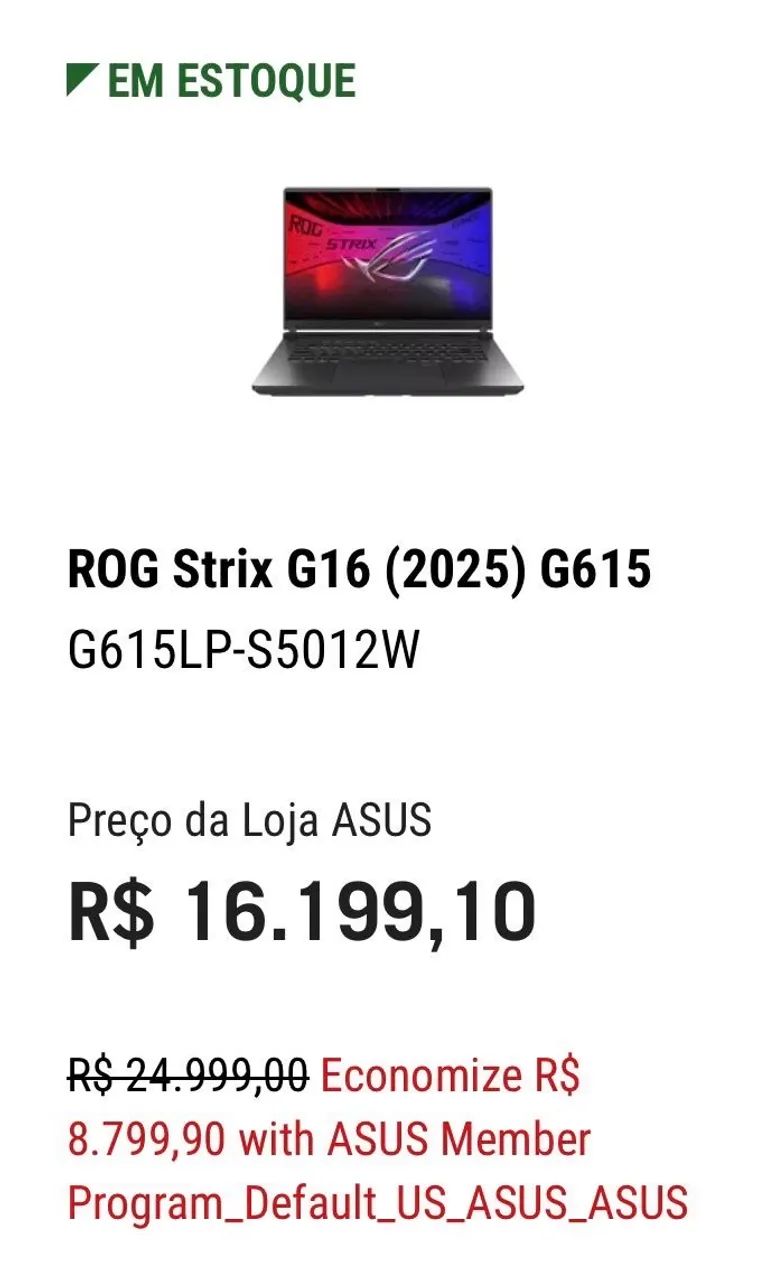 O Notebook Gamer ASUS G16 - Foto 2