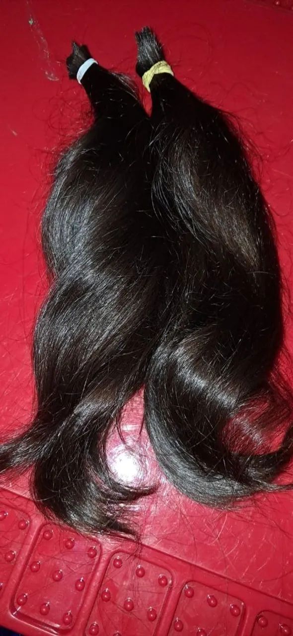 Cabelo humano virgem, castanho médio/claro, 82 gramas e 33 cm. - Foto 3