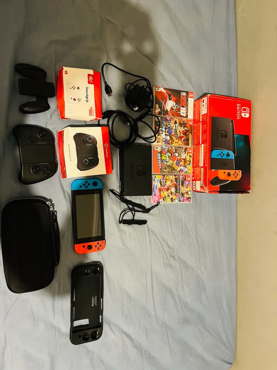 Nintendo Switch Completo + 4 Jogos + Controle + Case - Peças e
