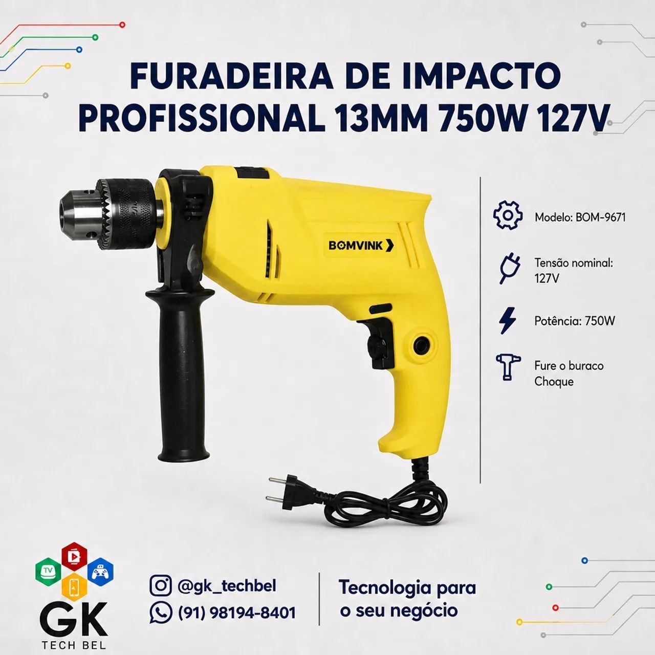 Furadeira de Impacto 750W 127V (entrega gratis)