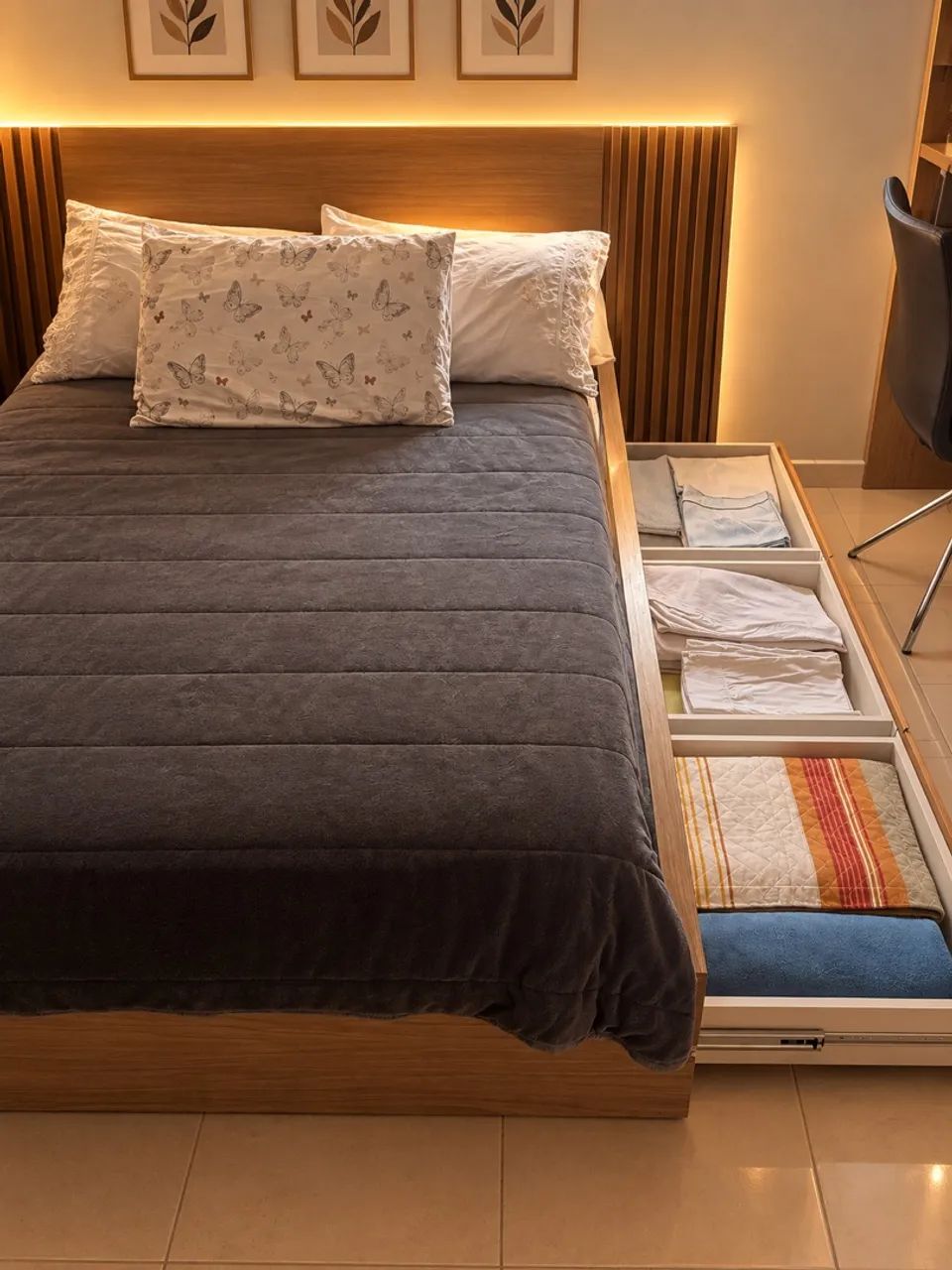 Cama viúvo com 3 gavetões 