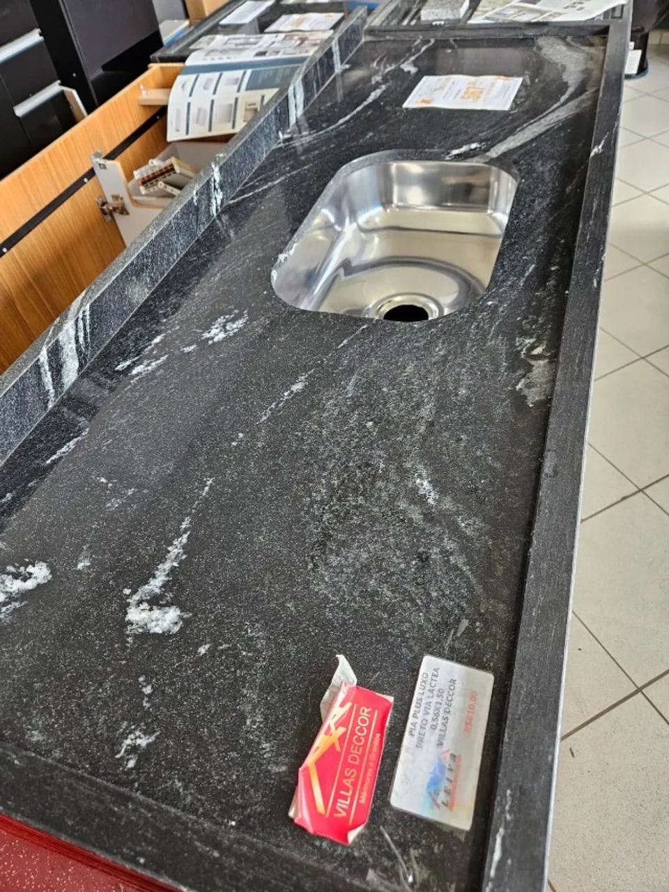 Pia Granito cor Via lactea 1,50cm com cuba inox - Foto 2