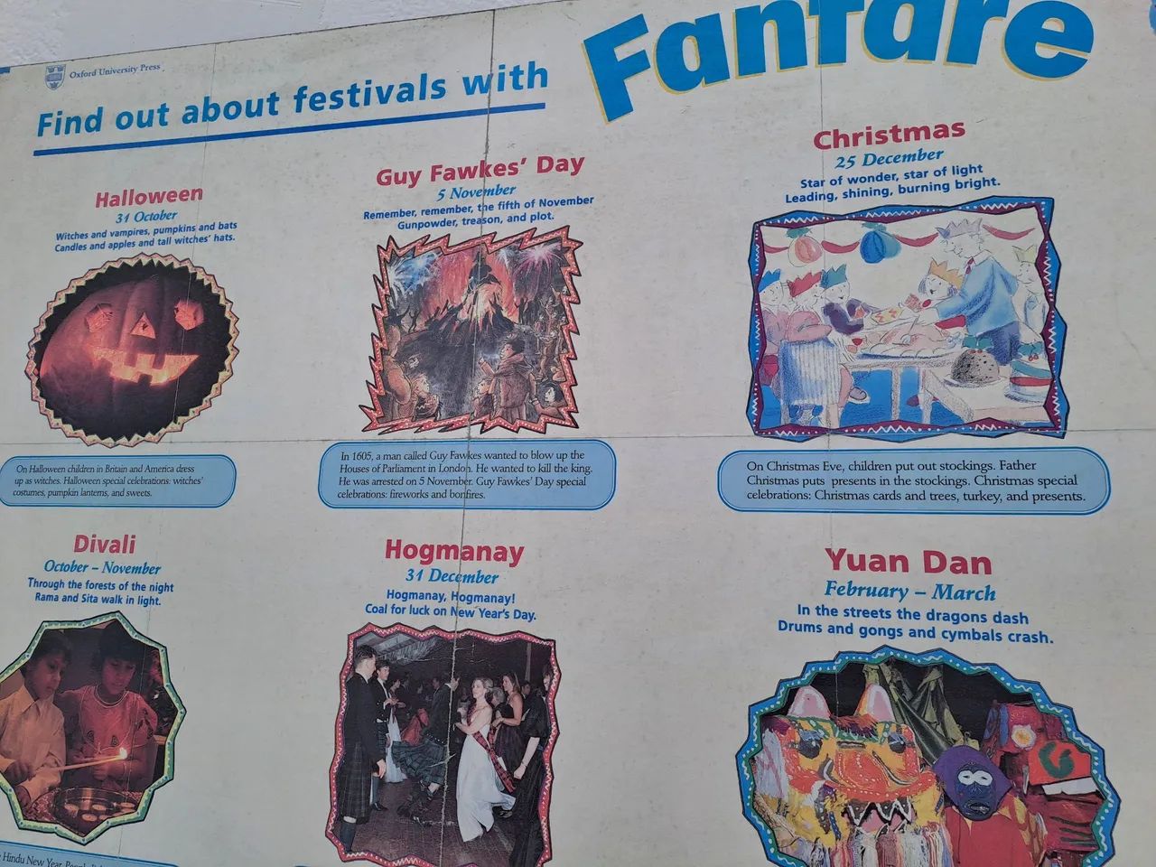 Quadro educativo de inglês Fanfare aprenda sobre festivais para crianças - Foto 3