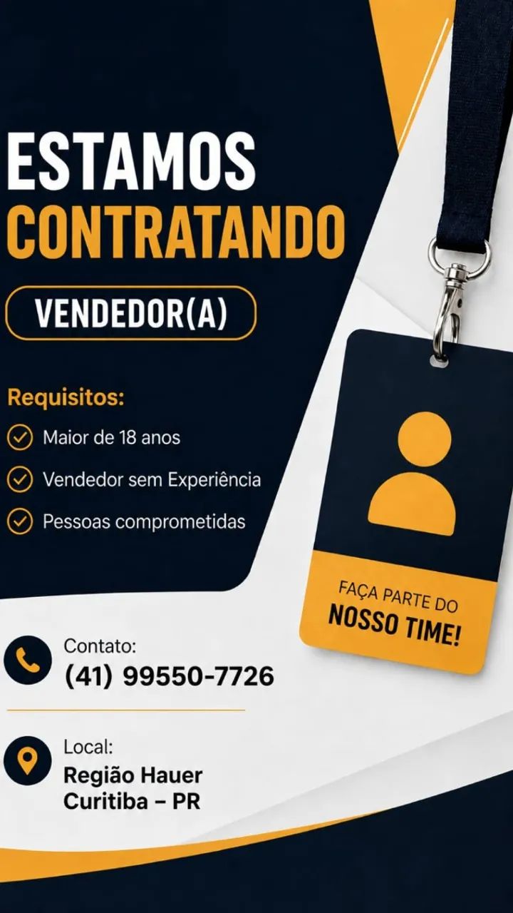VENDEDOR (A) INICIO IMEDIATO ?