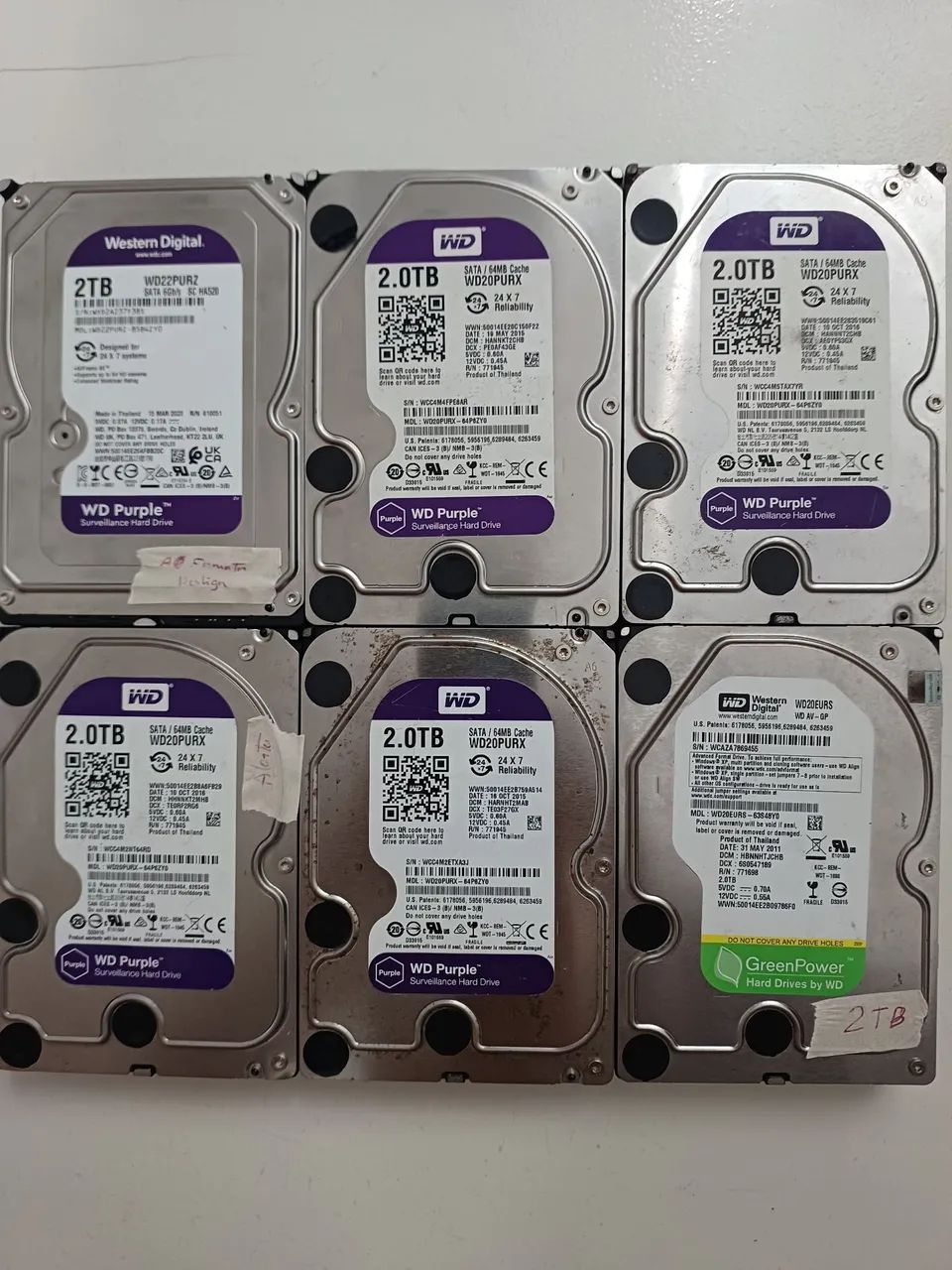 6 Hds 2TB WD Purple e Green defeito  - Foto 2