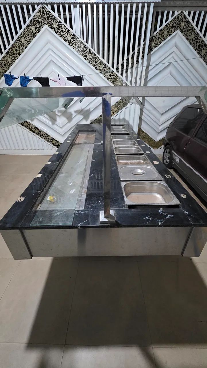  Buffet Self-Service Profissional (Quente e Frio) - Inox e Mármore. 12xsem juros cartão 
