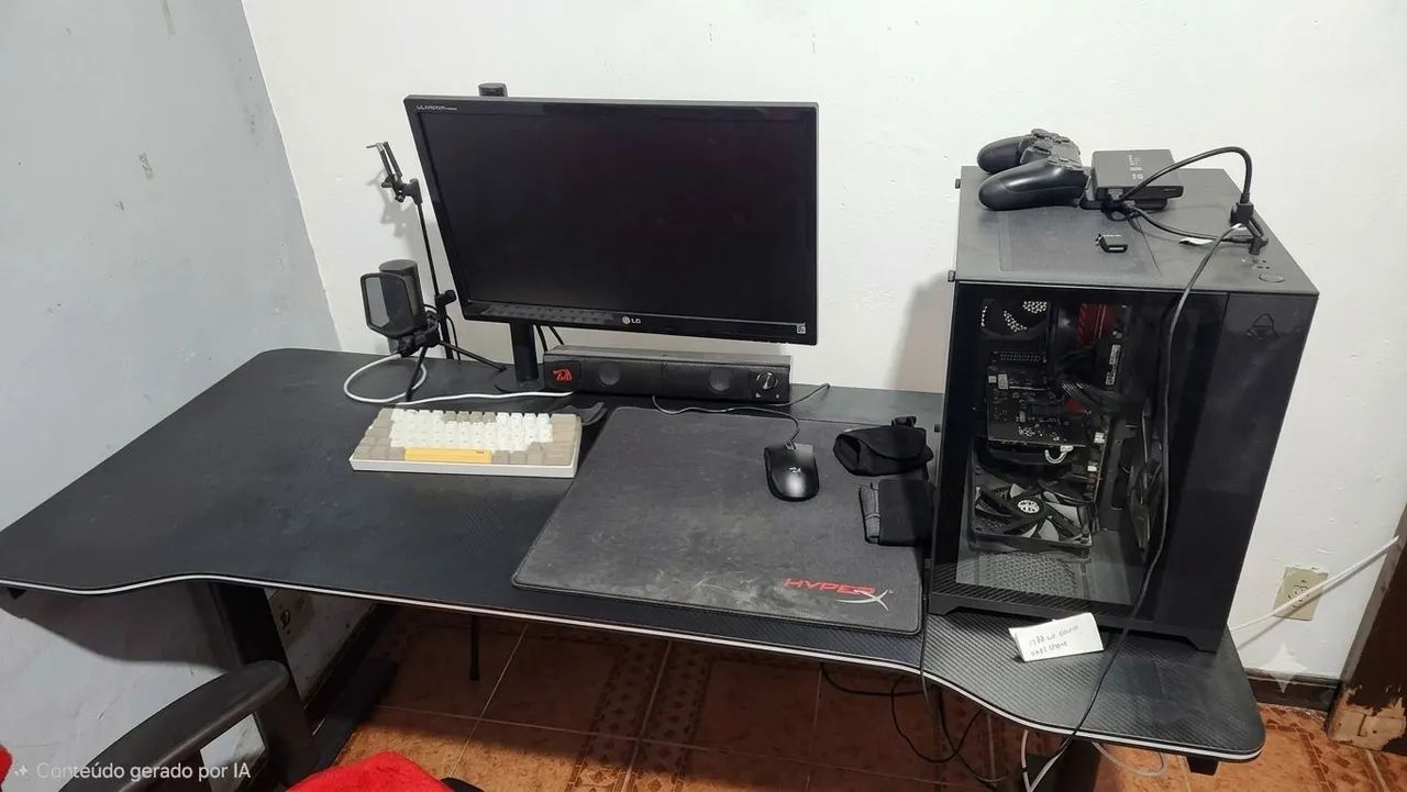 Pc Gamer AMD com monitor, teclado e mouse