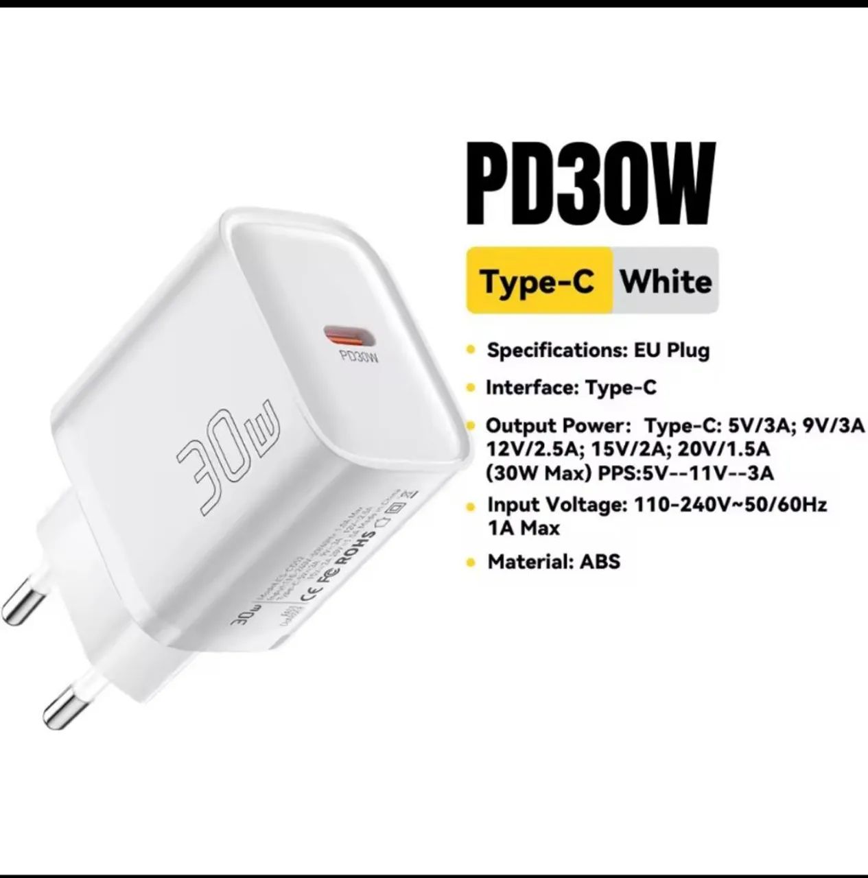 Carregador Essager mini 30w tipo c, pd qc3.0 rápido + cabo tipo Toocki 60w
