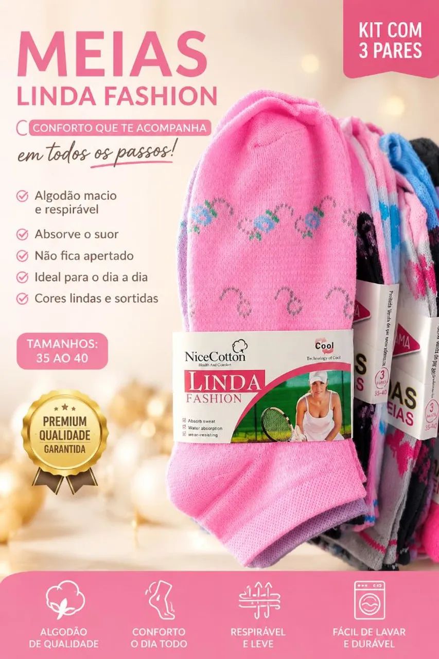 Kit meias 3 pares