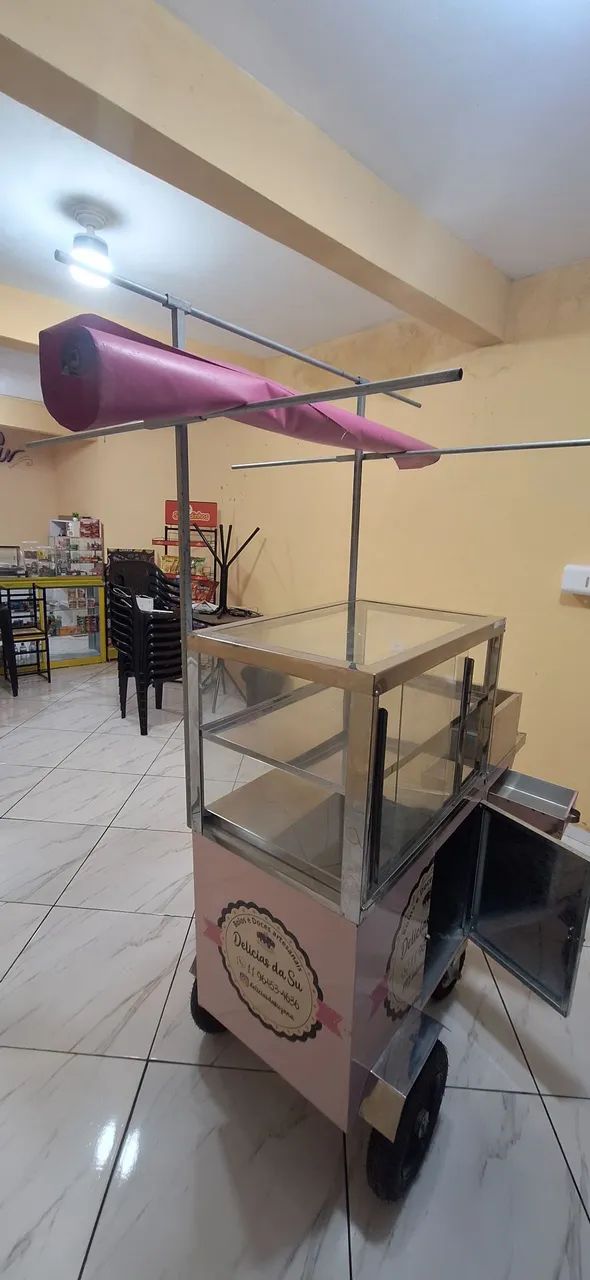 Carrinho de bolo e doce inox 