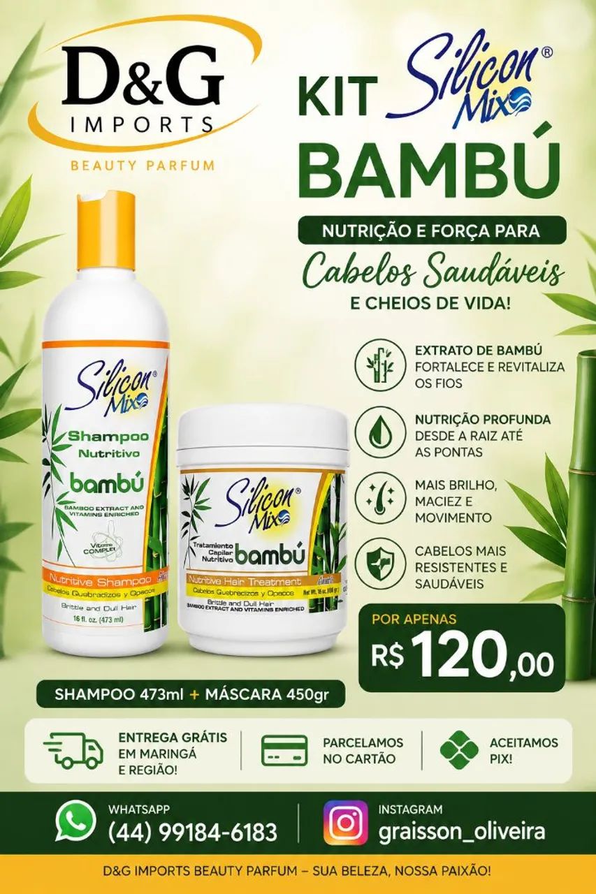 Kit Silicon Mix Bambú Shampoo e Máscara Nutrição 