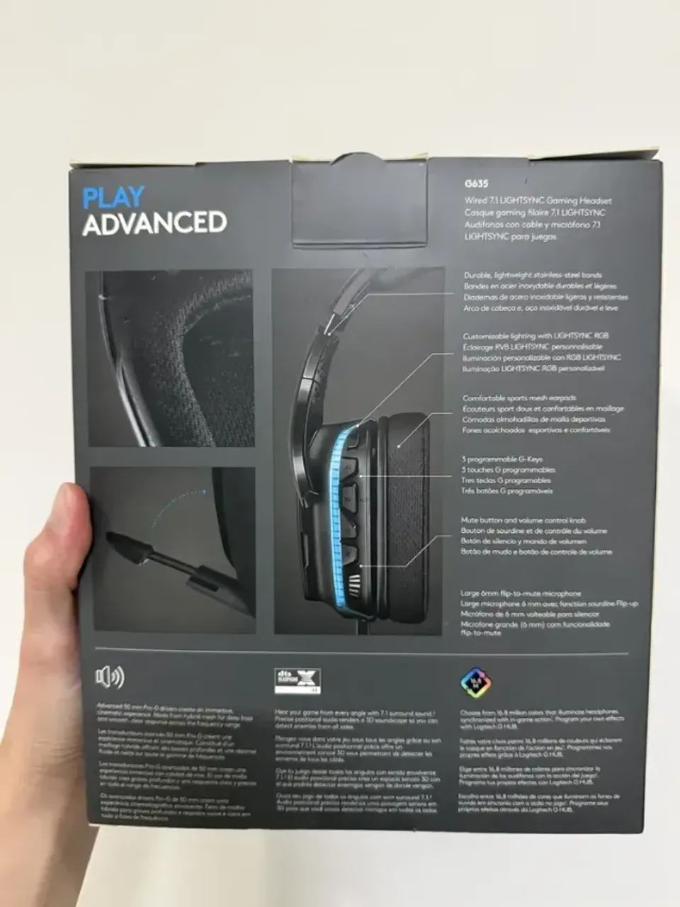 Headset Gamer Logitech G635 7.1 RGB USB/P2 com Microfone - Foto 3