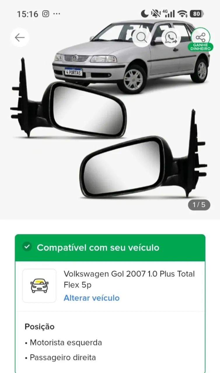 Par de retrovisores ainda na caixa compatível também cm Parati e Saveiro  - Foto 2
