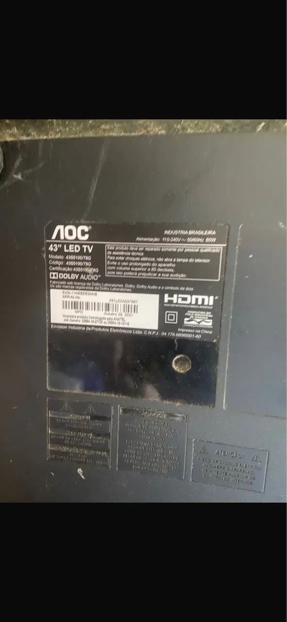 Tv smart 43 polegadas AOC | Esta com defeito