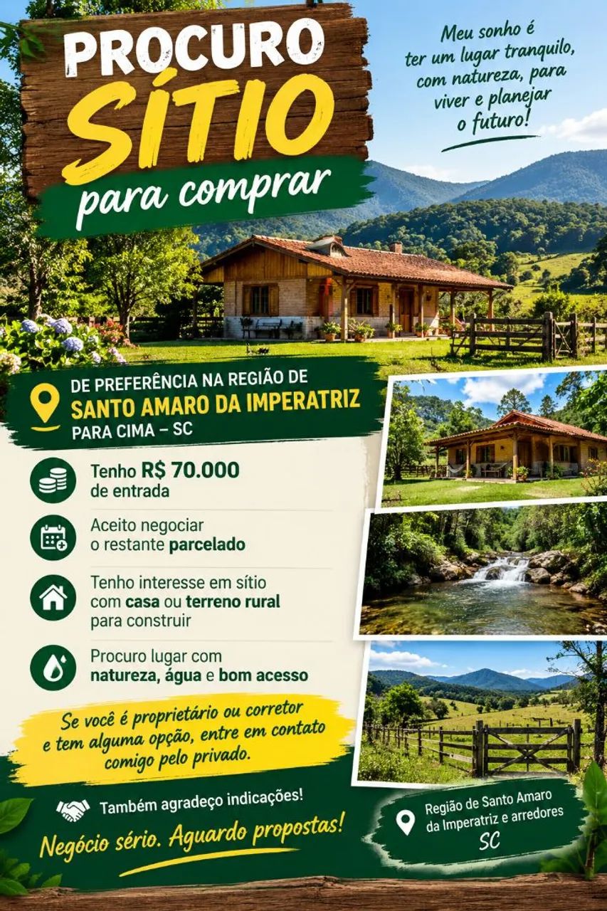 Procuro sítio ou chácara 