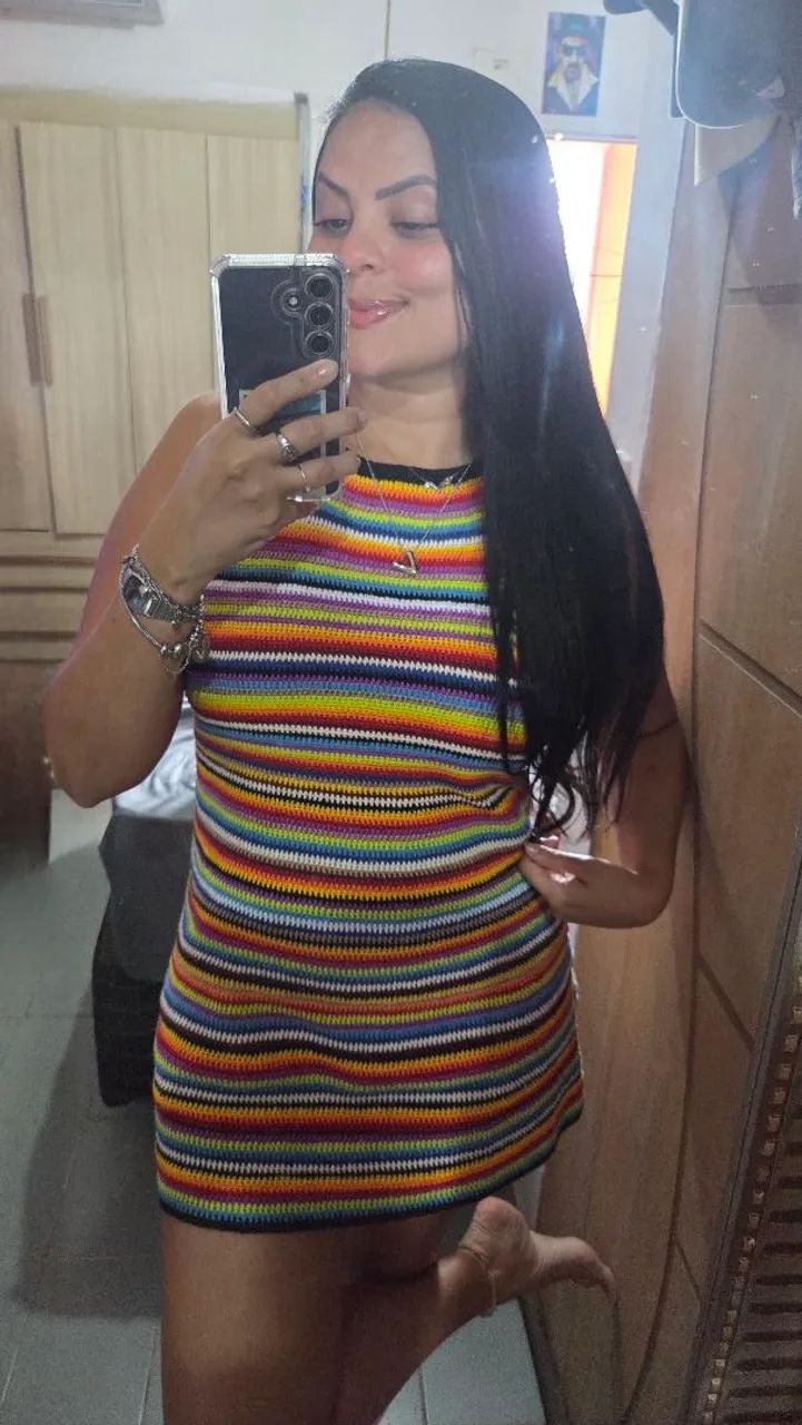 Vestido colorido de Crochê  - Foto 2