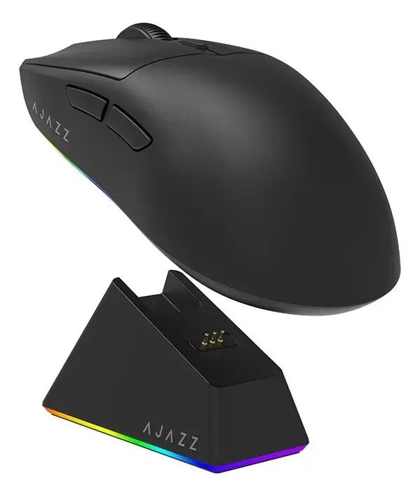 Mouse Gamer Ajazz AJ139 V2 - Preto C/ Base de Carregamento - Lacrado