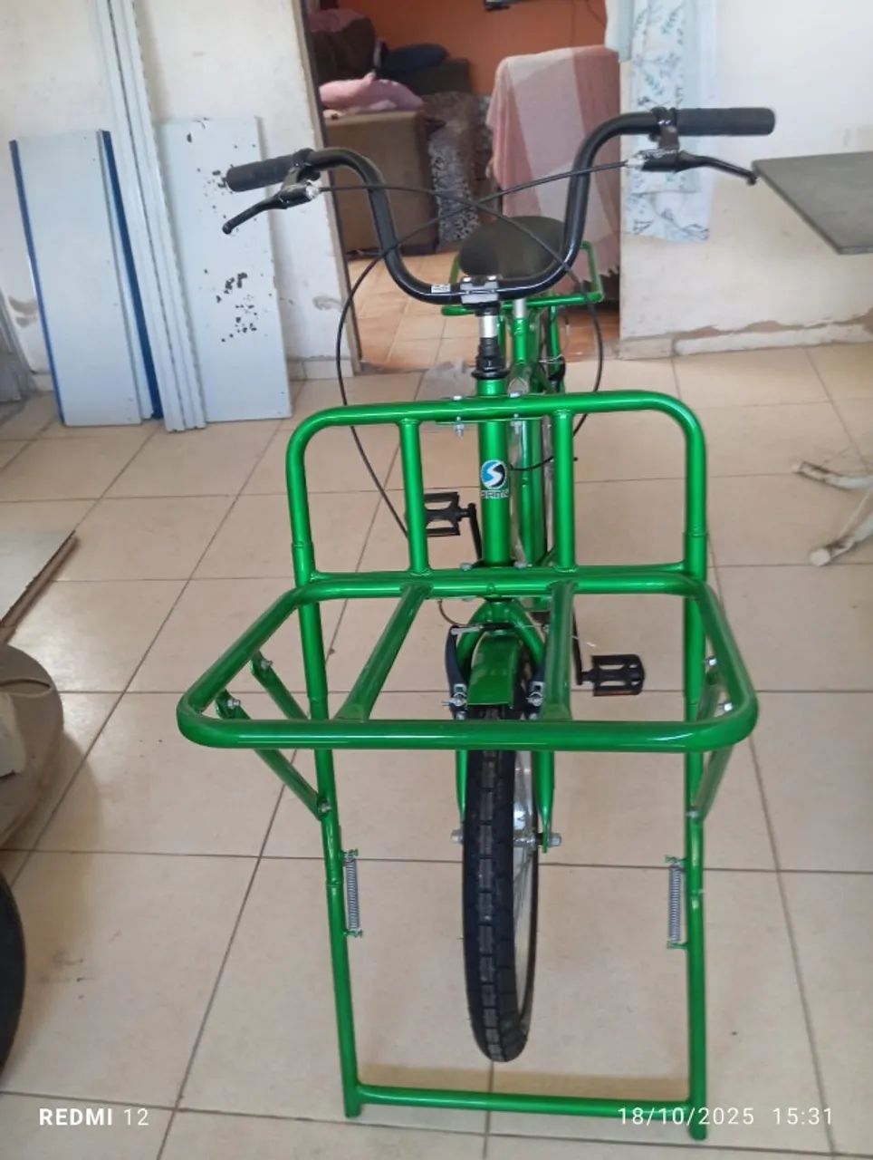 Bicicleta Cargueira Carga Pesada Food Bike Multiuso Verde - Foto 2